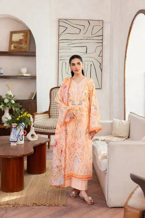 Florent Luxury Print Peach Pink Cambric – view 1 – Poshaq