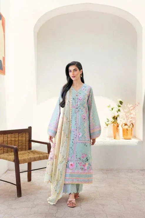 Florent Luxury Print Ice Blue Cambric – view 1 – Poshaq