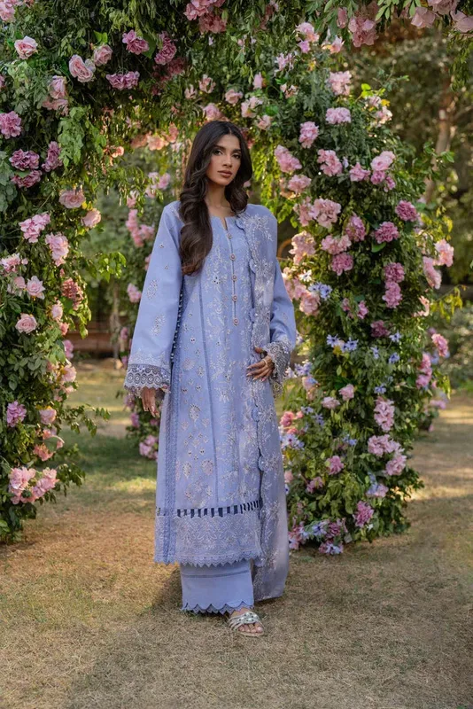 Florent Chikankari Eid 25 Blue Cambric – view 1 – Poshaq