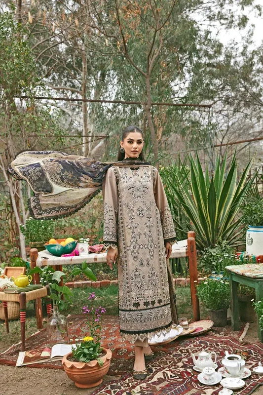 Florent Luxury Lawn 24 Brown Chiffon – view 1 – Poshaq