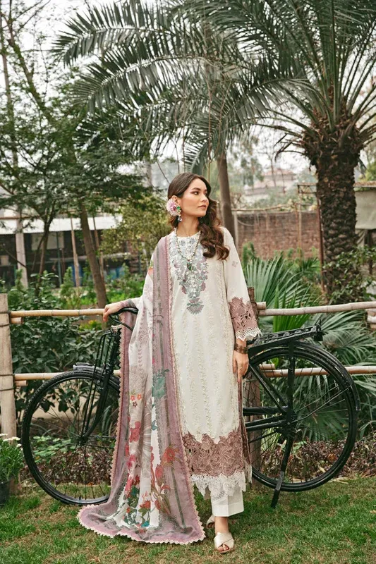 Florent Luxury Lawn 24 Off White Cambric – view 1 – Poshaq