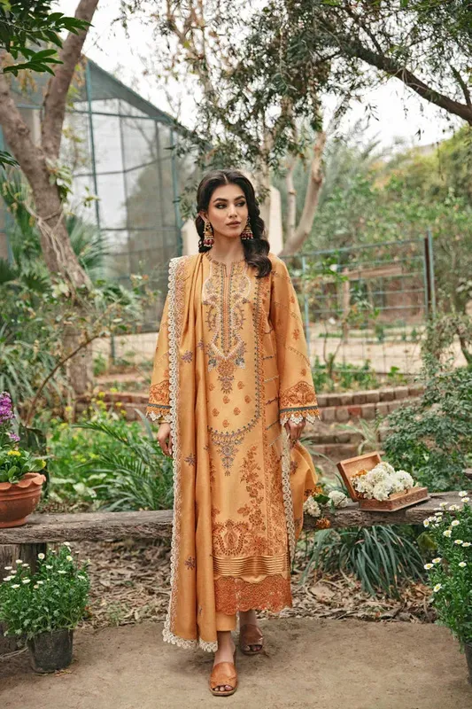 Florent Luxury Lawn 24 Mustard Cambric – view 1 – Poshaq