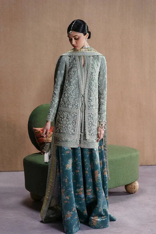 Suffuse Silk Pret Light Blue Gray Raw Silk – view 1 – Poshaq