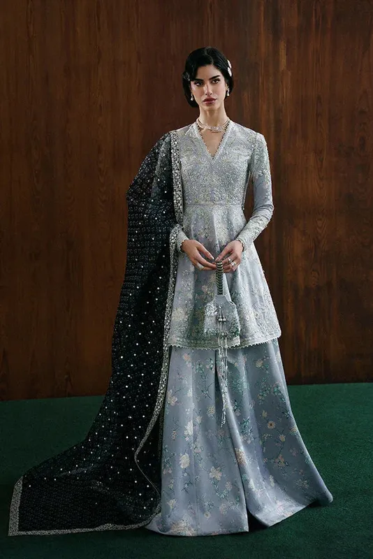 Suffuse Silk Pret Light Blue Gray Organza – view 1 – Poshaq
