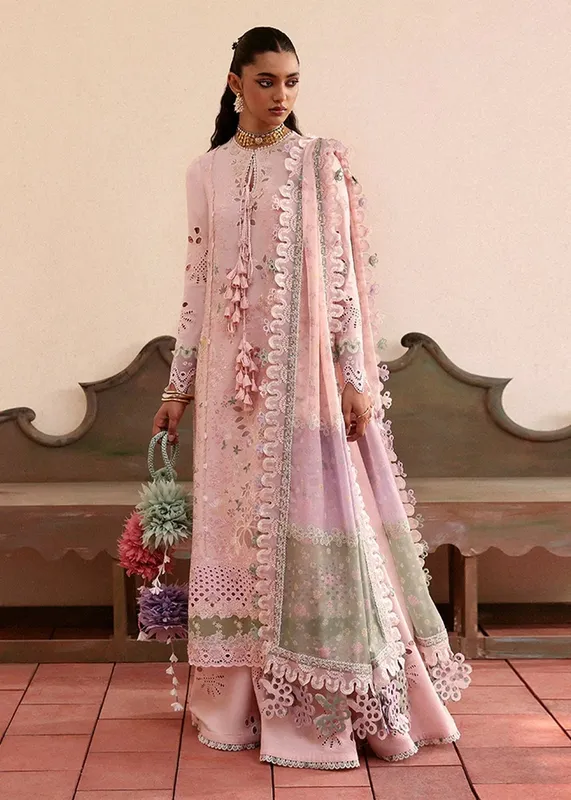 Suffuse Luxury Lawn 25 Light Pink Organza – view 1 – Poshaq