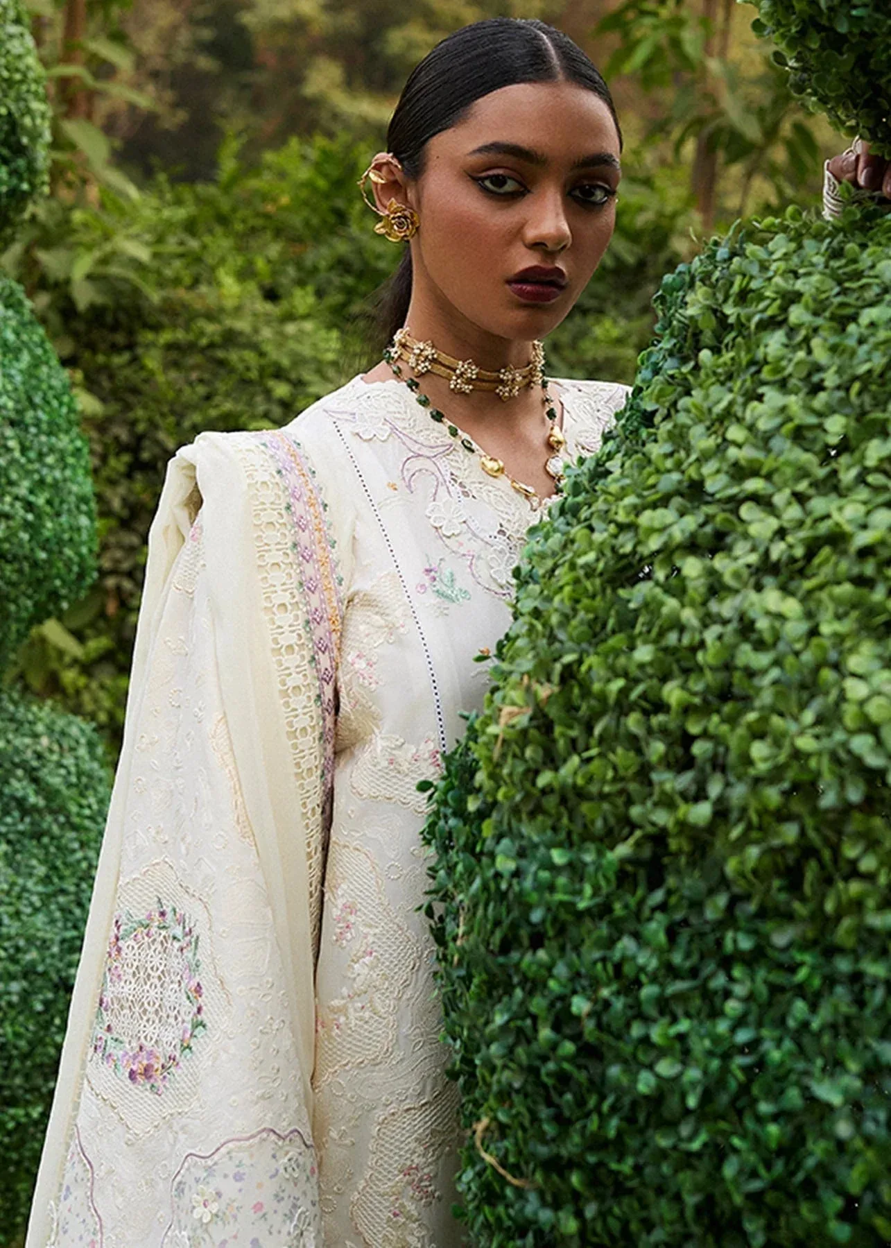 Suffuse Luxury Lawn 25 Ivory Organza – view 3 – Poshaq