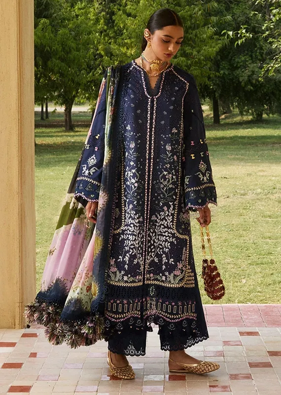 Suffuse Luxury Lawn 25 Navy Blue Organza – view 1 – Poshaq