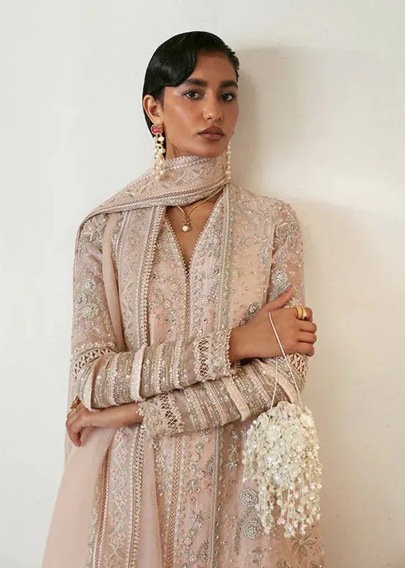Suffuse Freeshia Formal Peach Pink Raw Silk – view 1 – Poshaq