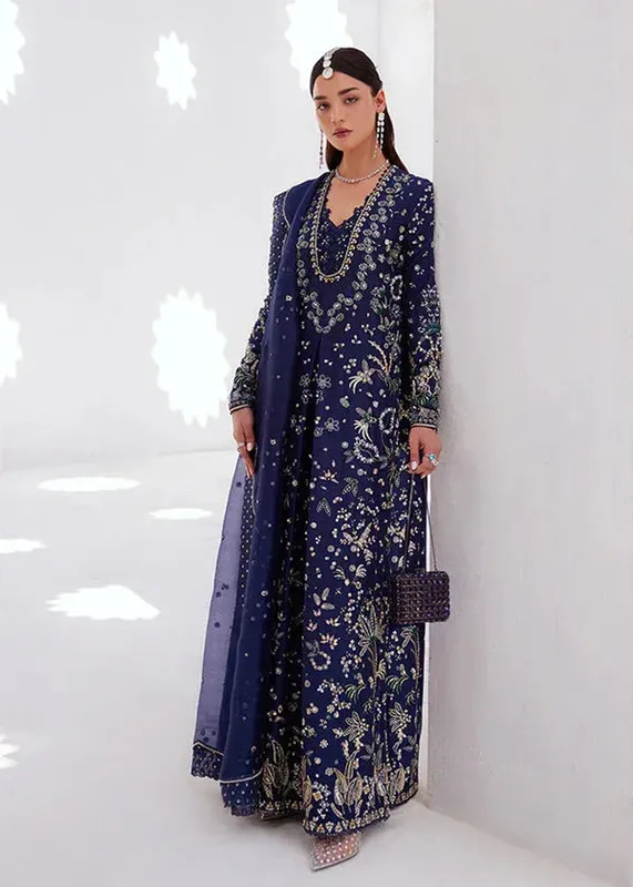 Suffuse Freeshia Formal Midnight Blue Raw Silk – view 1 – Poshaq