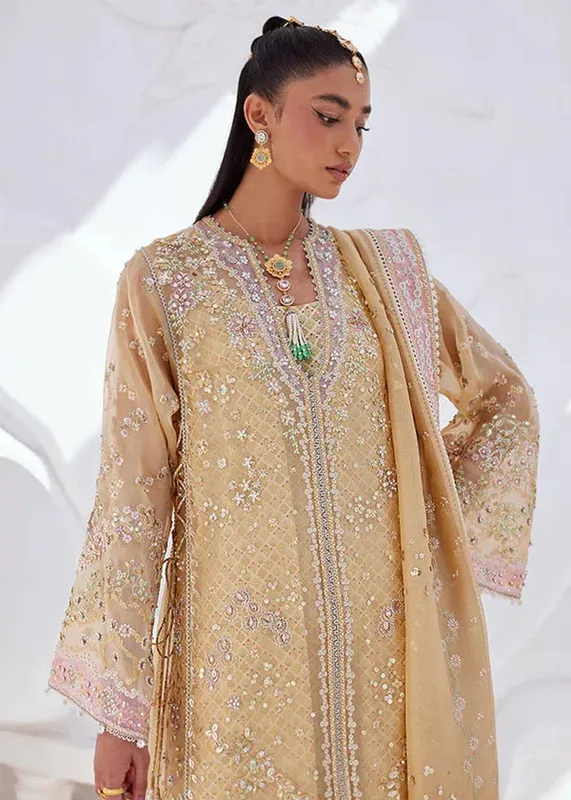 Suffuse Freeshia Formal Dust Yellow Raw Silk – view 1 – Poshaq