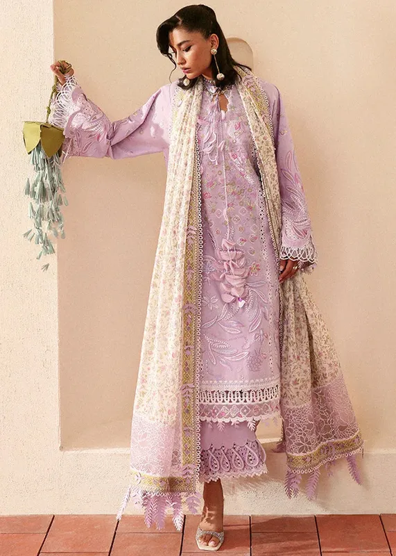 Suffuse Eid Lawn 25 Purple Gray Organza – view 1 – Poshaq