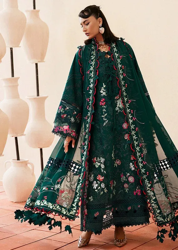 Suffuse Eid Lawn 25 Teal Green Organza – view 1 – Poshaq