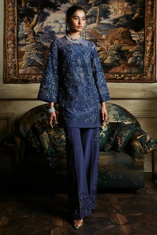 Suffuse Luxury Pret 24 Cobalt Blue Organza – view 1 – Poshaq