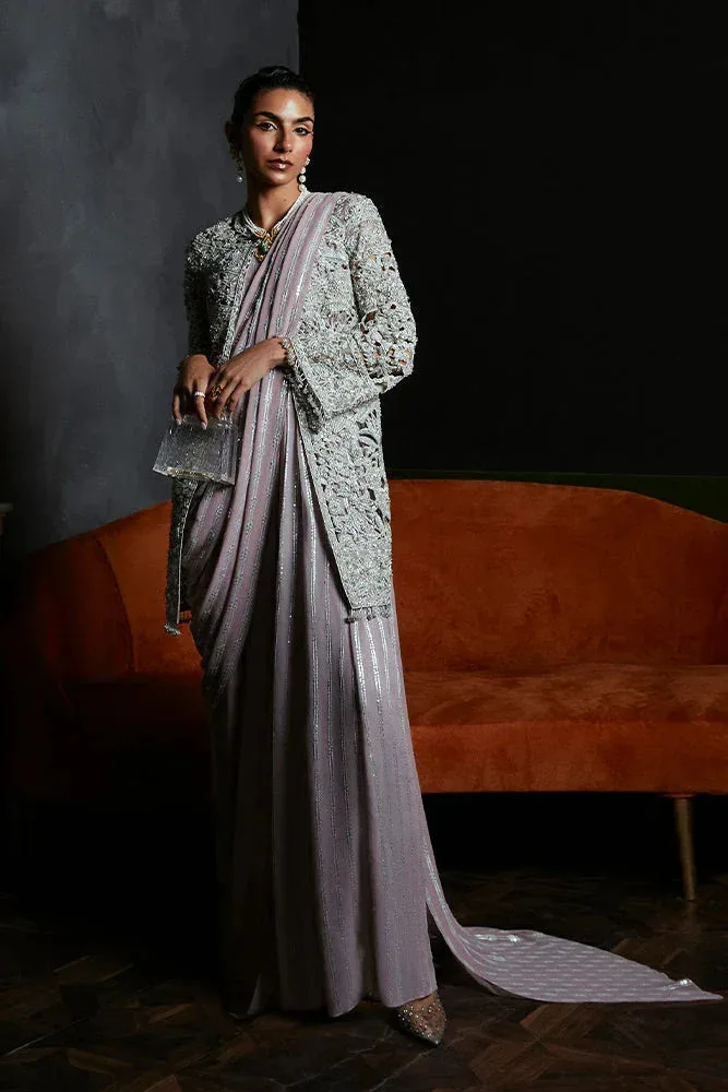 Soft lilac three‑piece set with open shirt and wide‑sleeve jacket, Grip fabric – view 2 – Poshaq