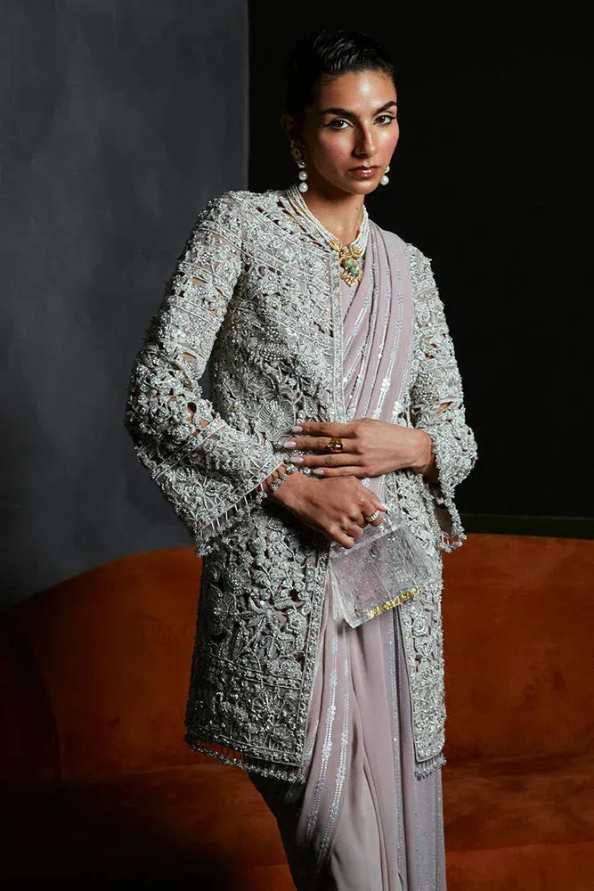 Soft lilac three‑piece set with open shirt and wide‑sleeve jacket, Grip fabric – view 4 – Poshaq