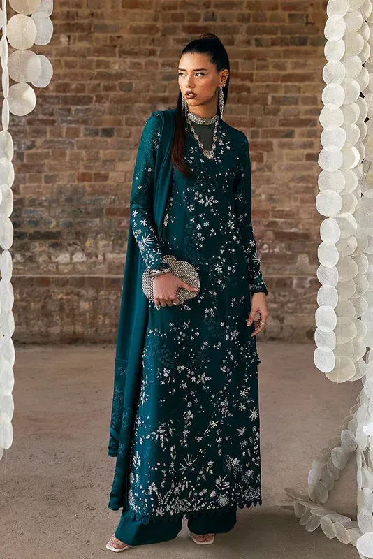 Suffuse Silk Pret Summer 25 Deep Teal Green Organza – view 1 – Poshaq