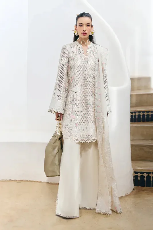 Suffuse Casual Pret Fall 24 Ivory Organza – view 1 – Poshaq