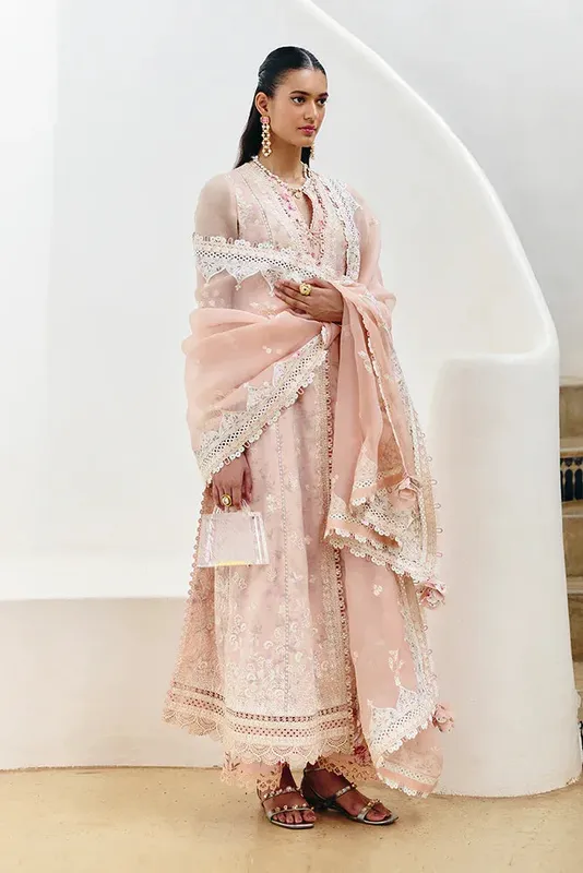 Suffuse Casual Pret Fall 24 Pale Peach Organza – view 1 – Poshaq