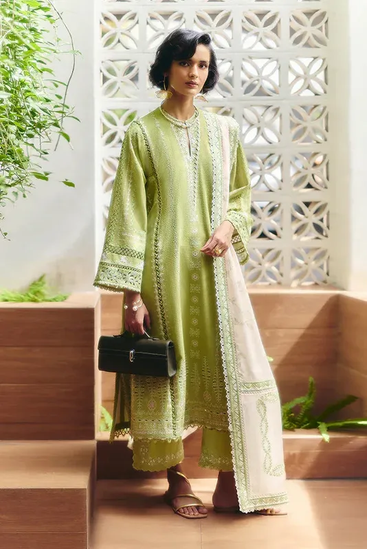 Suffuse Casual Pret Fall 24 Parrot Green Jacquard – view 1 – Poshaq