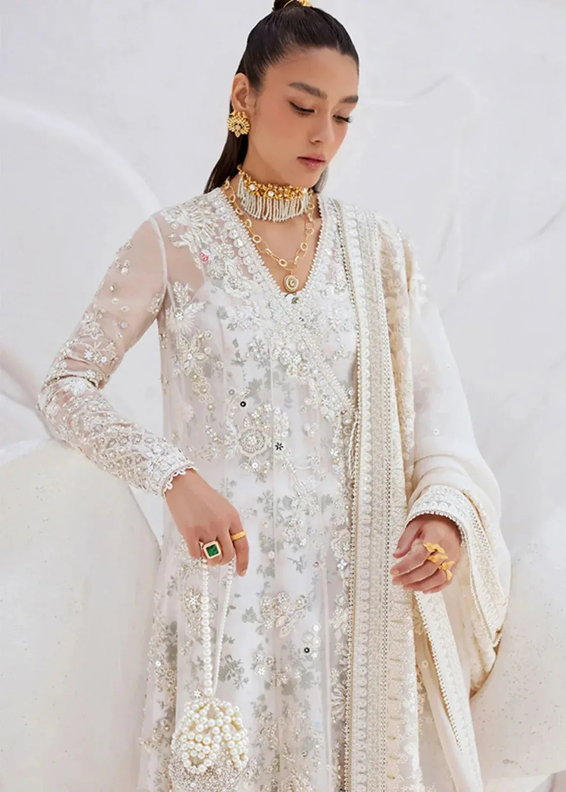 Suffuse Freeshia RTW'24 Off White Raw Silk – view 2 – Poshaq
