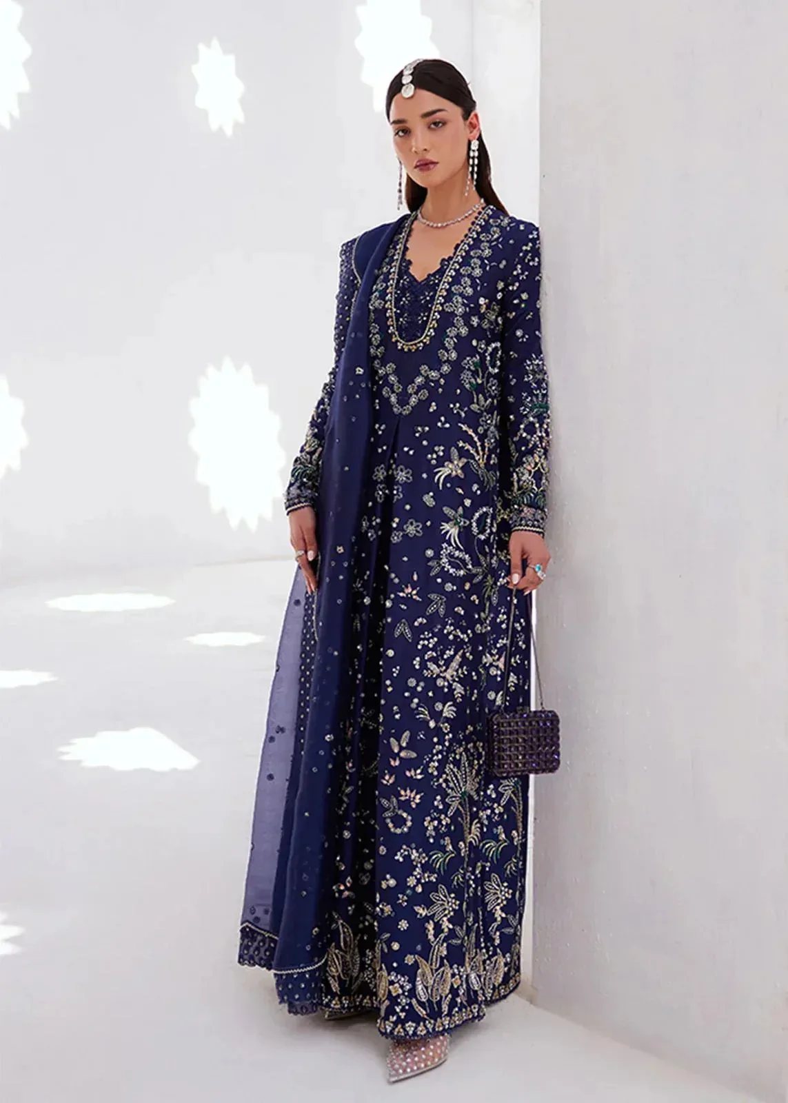 Suffuse Freeshia RTW'24 Navy Blue Raw Silk – view 1 – Poshaq