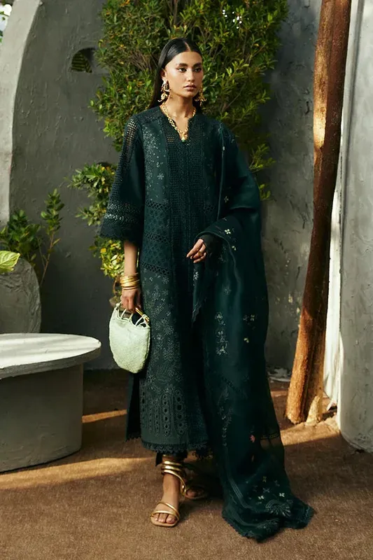 Suffuse Casual Pret Eid 24 Green Organza – view 1 – Poshaq