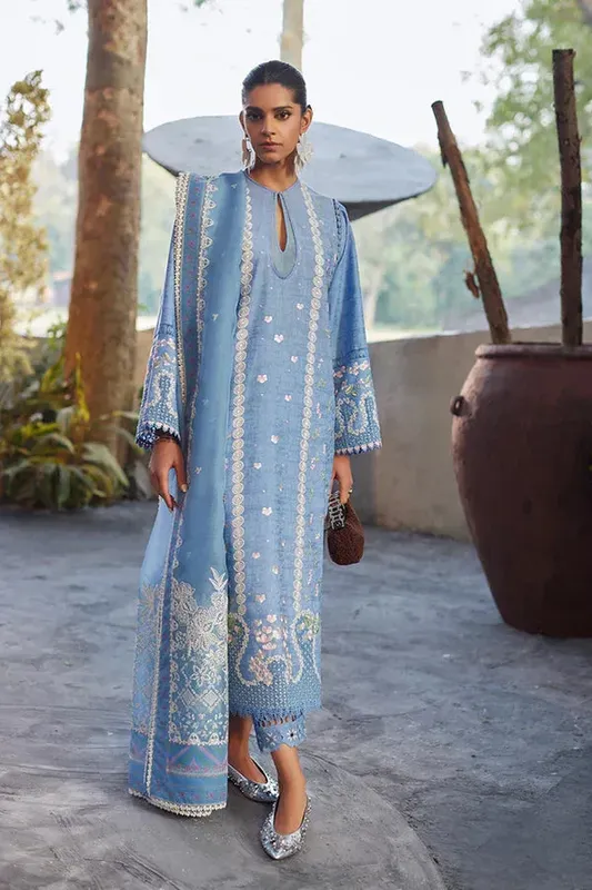 Suffuse Casual Pret Eid 24 Blue Organza – view 1 – Poshaq