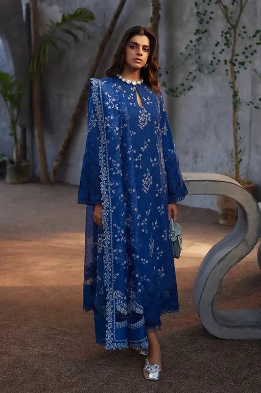 Suffuse Casual Pret Eid 24 Blue Organza – view 1 – Poshaq