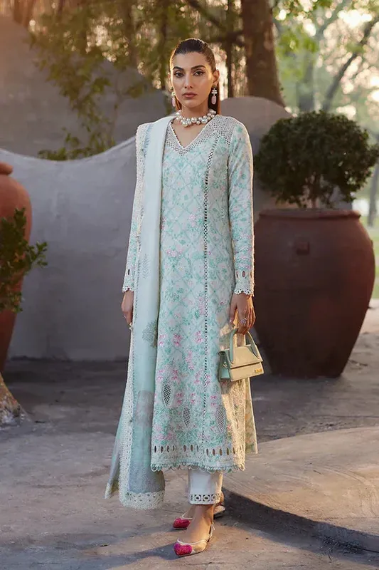 Suffuse Casual Pret Eid 24 Turquoise Jacquard – view 1 – Poshaq
