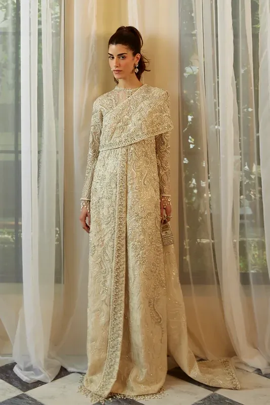 Suffuse LUXURY PRET White Raw Silk – view 1 – Poshaq