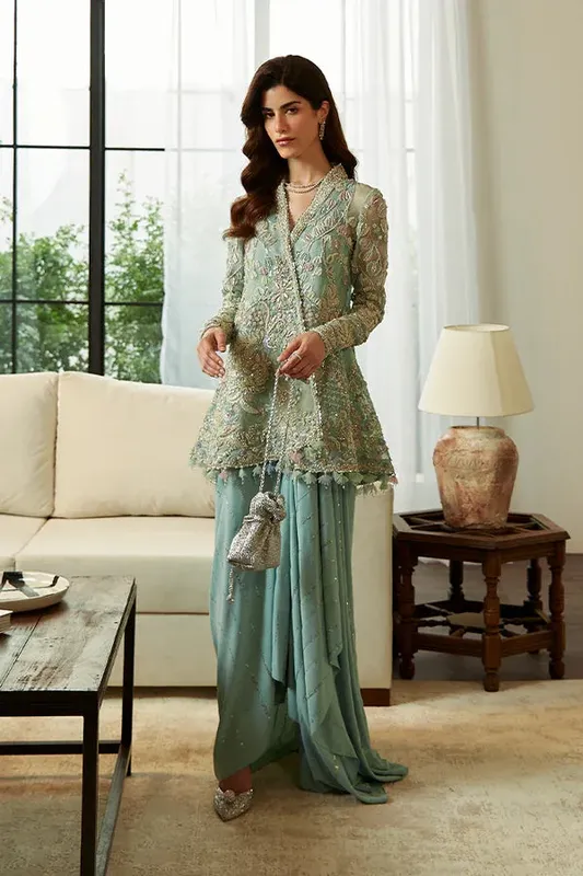 Suffuse LUXURY PRET Blue Organza – view 1 – Poshaq