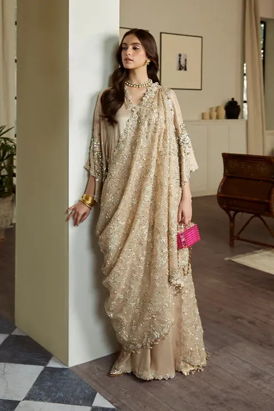 Suffuse LUXURY PRET Beige Raw Silk – view 1 – Poshaq