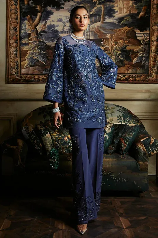 Suffuse LUXURY PRET Blue Organza – view 1 – Poshaq