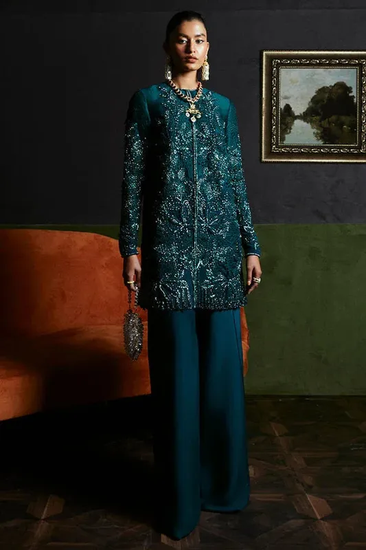 Suffuse LUXURY PRET Green Organza – view 1 – Poshaq