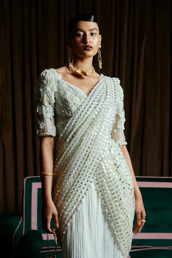 Suffuse LUXURY PRET White Organza – view 3 – Poshaq