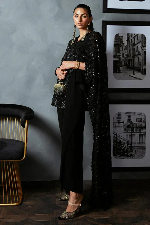 Suffuse LUXURY PRET Black Georgette – view 6 – Poshaq