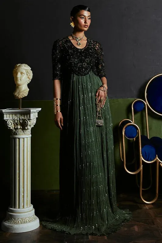 Suffuse LUXURY PRET Black Organza – view 1 – Poshaq