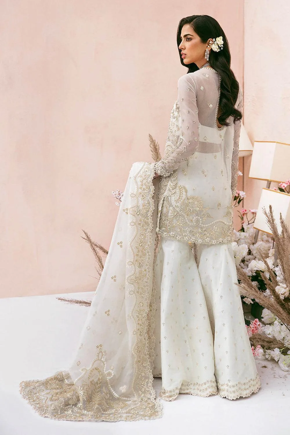 Soraya White Raw Silk – view 3 – Poshaq