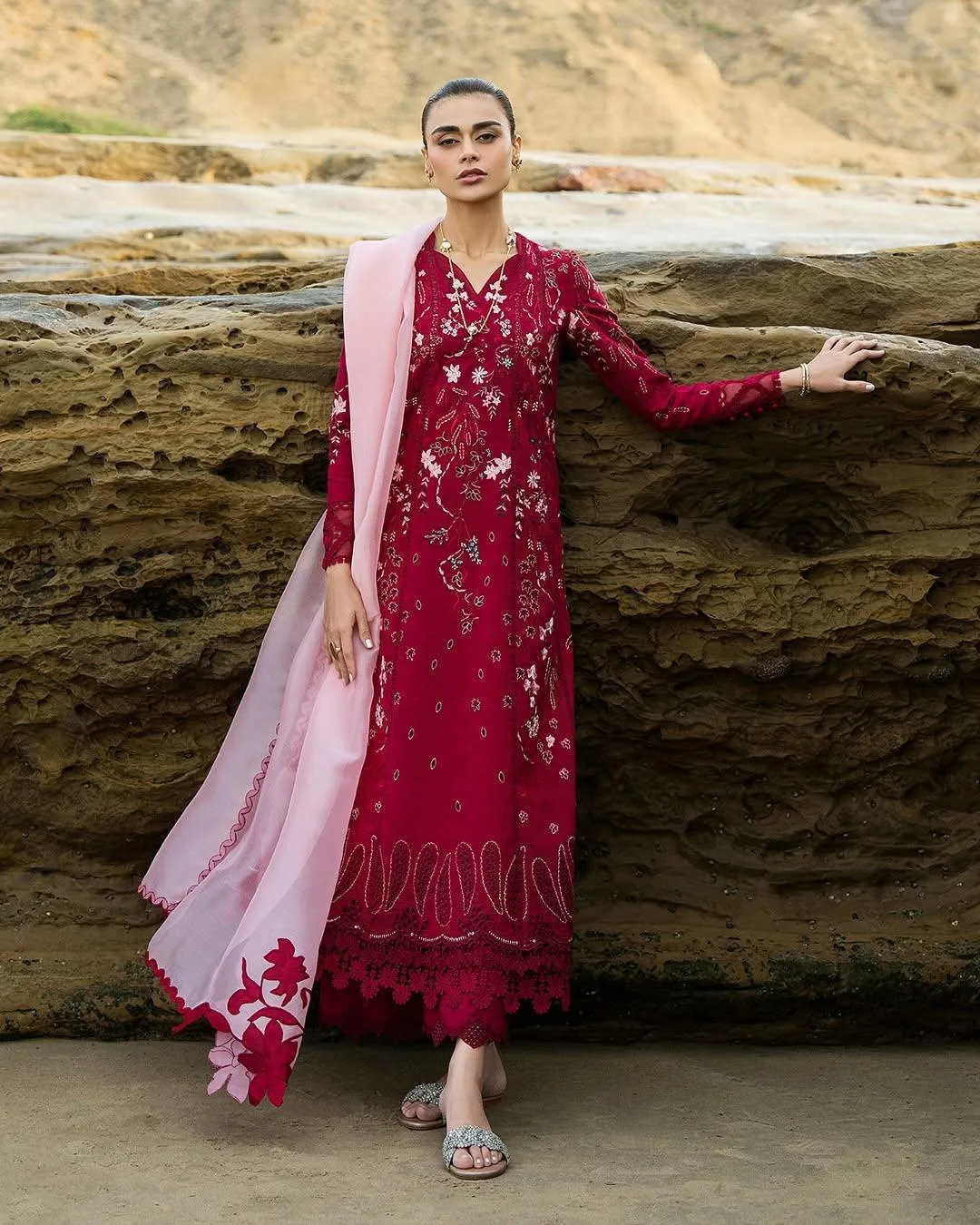 Soraya Pink Organza – view 1 – Poshaq