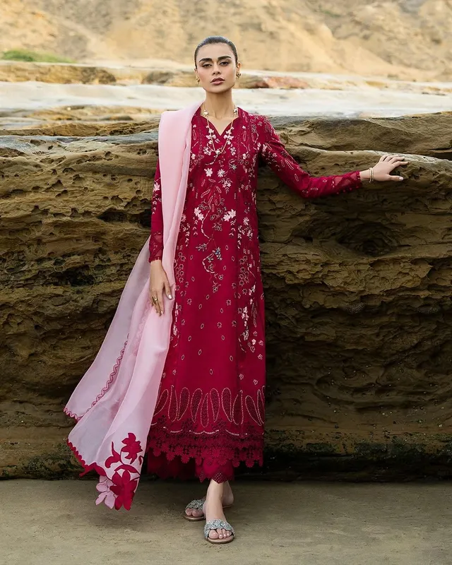 Soraya Pink Organza – view 1 – Poshaq