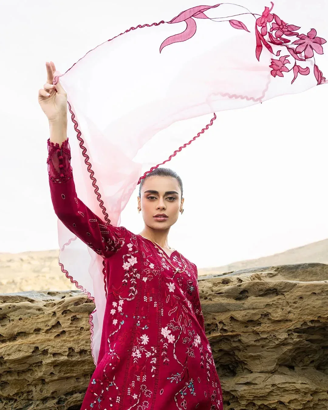 Soraya Pink Organza – view 2 – Poshaq