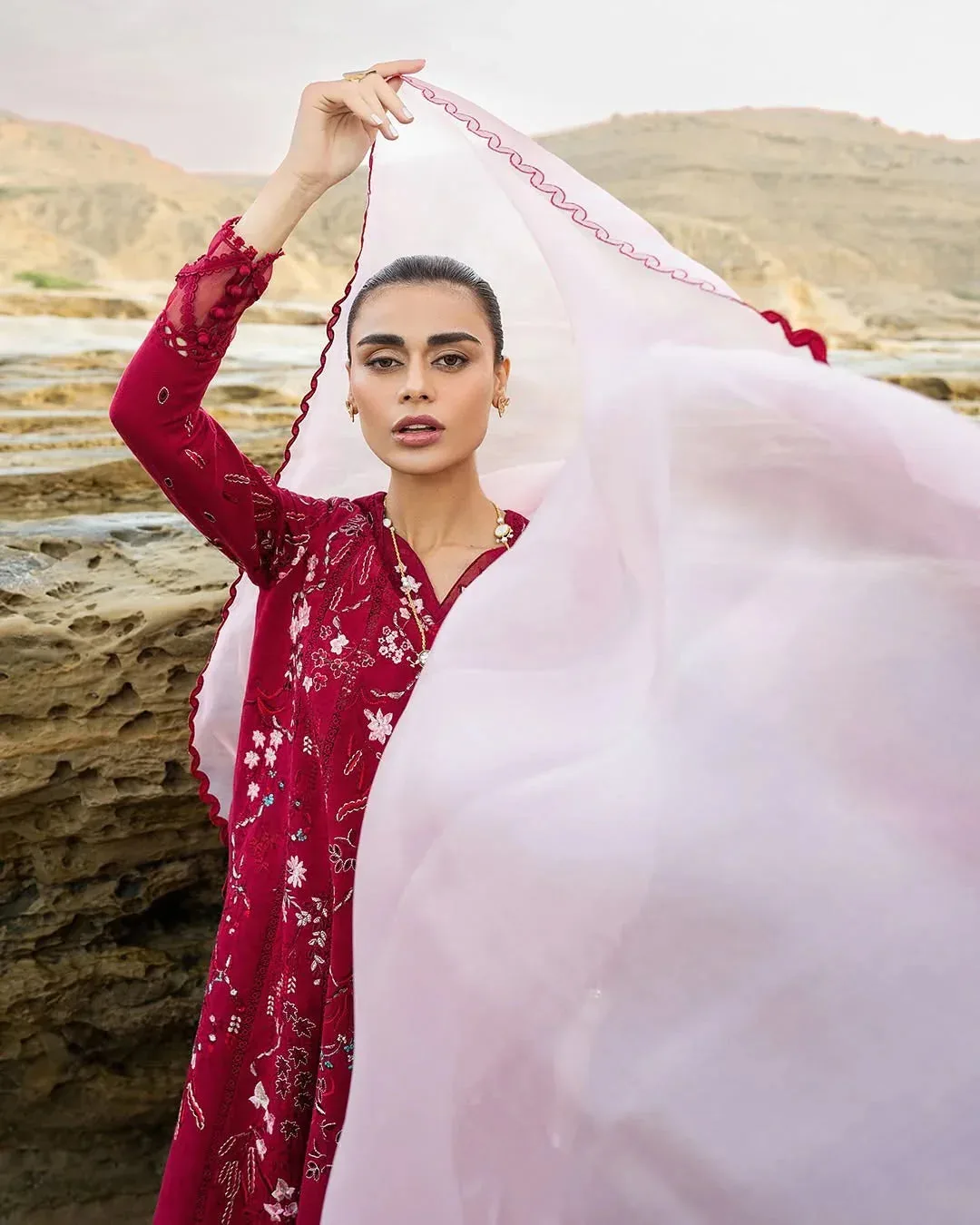 Soraya Pink Organza – view 3 – Poshaq