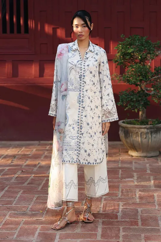 Qalamkar Q Prints 26 Off White Chiffon – view 1 – Poshaq