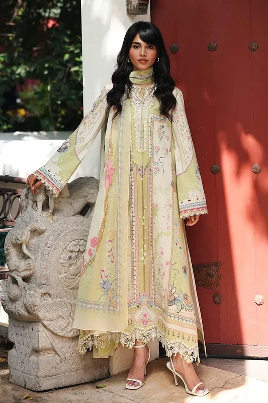Qalamkar Q Prints 26 Ivory Lawn – view 1 – Poshaq