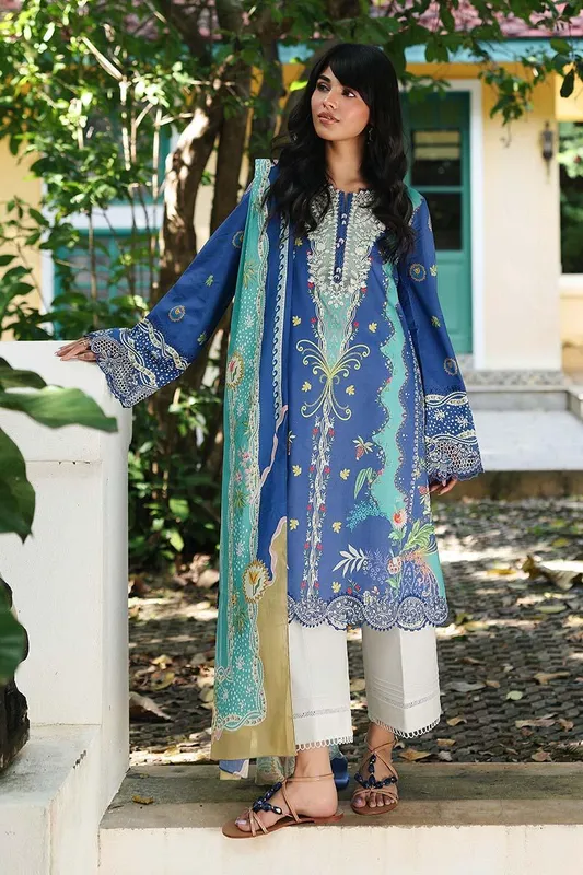 Qalamkar Q Prints 26 Blue Lawn – view 1 – Poshaq