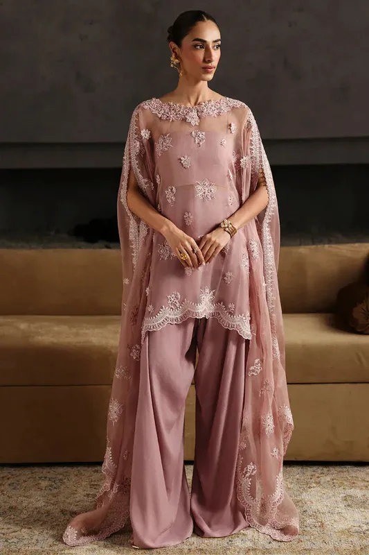 Qalamkar Luxury Pret 25 Mauve Raw Silk – view 1 – Poshaq