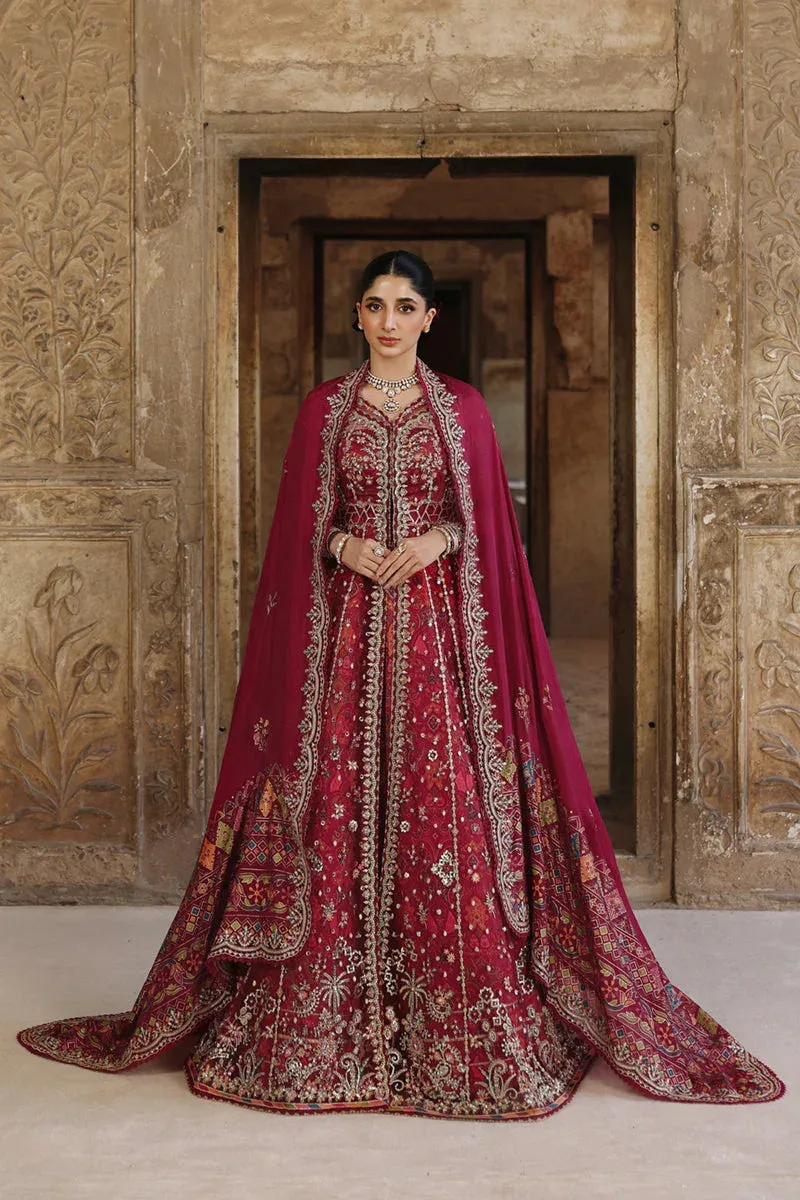 Qalamkar Shadmaani Formals 25 Carmine Silk – view 1 – Poshaq