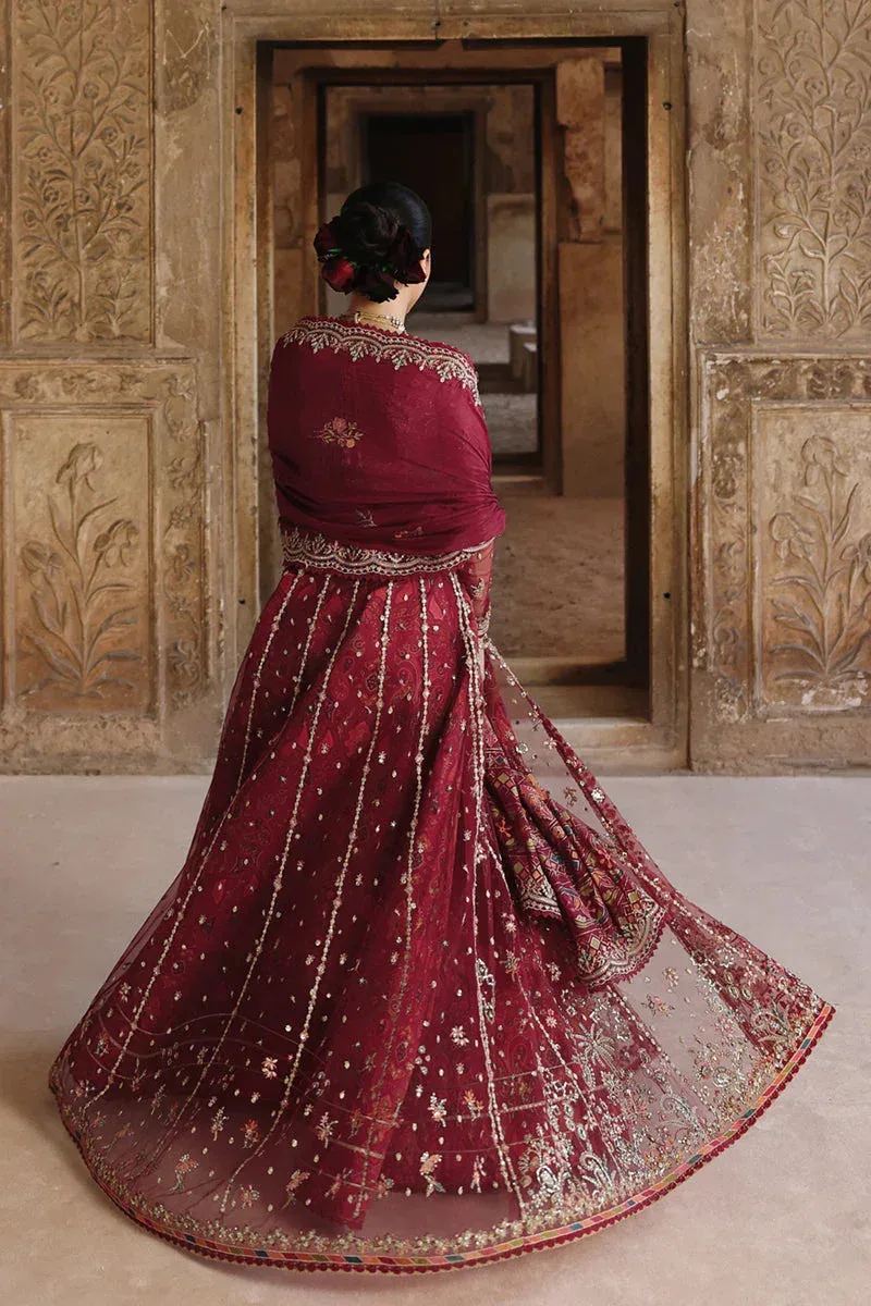 Qalamkar Shadmaani Formals 25 Carmine Silk – view 2 – Poshaq