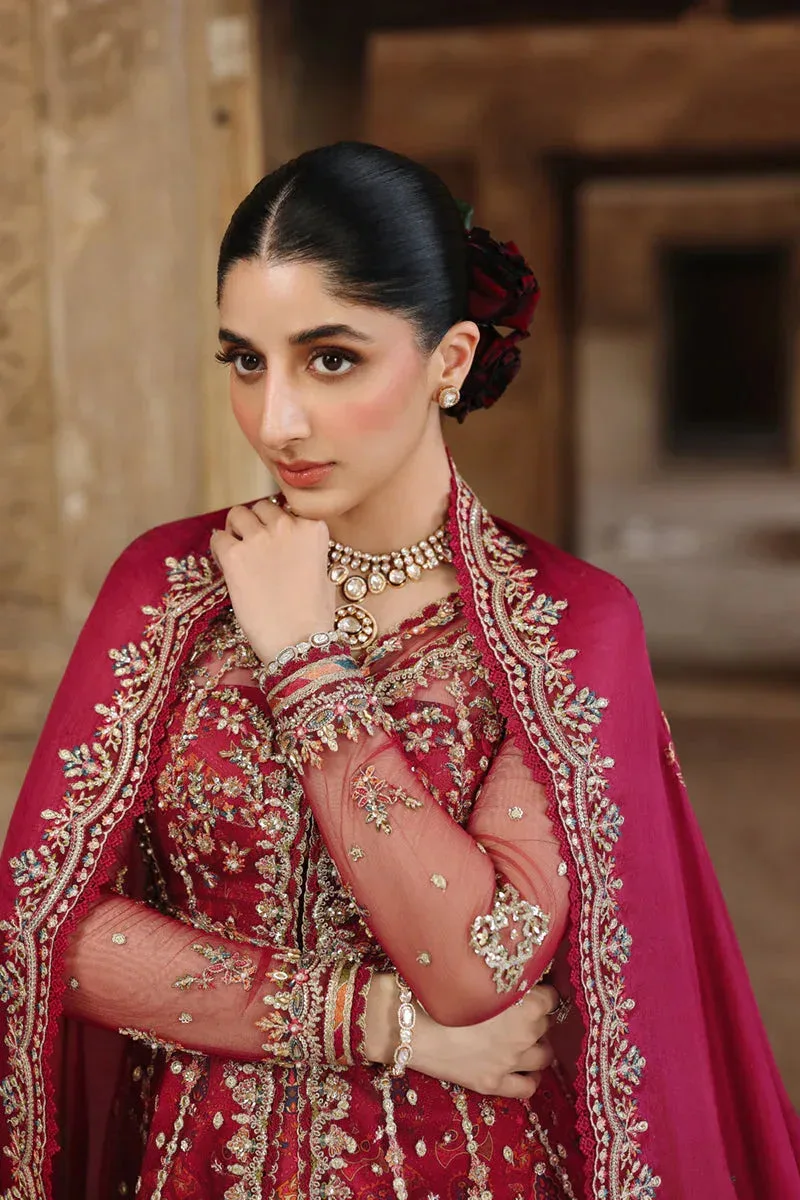 Qalamkar Shadmaani Formals 25 Carmine Silk – view 3 – Poshaq