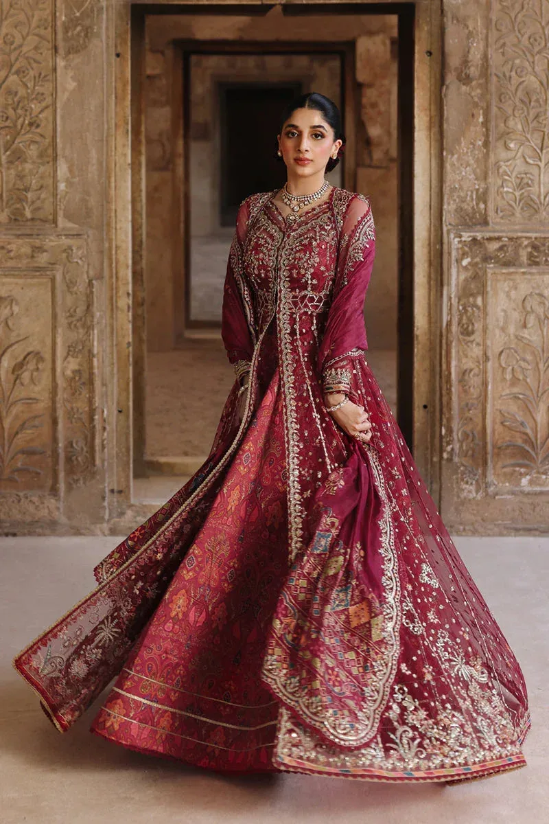 Qalamkar Shadmaani Formals 25 Carmine Silk – view 5 – Poshaq